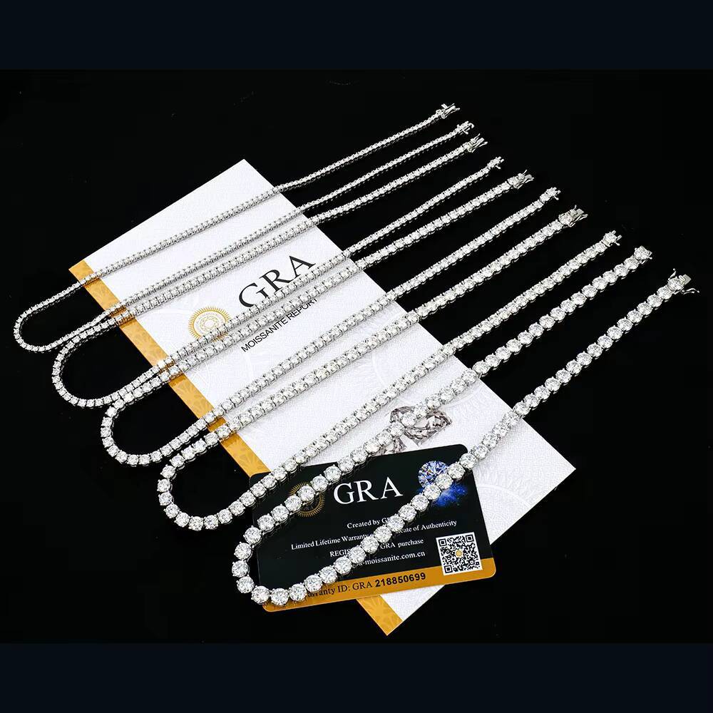 Factory Price Bulk Men 925 Sterling Silver 4mm Iced Out Vvs Round Lab Grown Diamond Mossanite Moissanite Tennis Chain Necklace