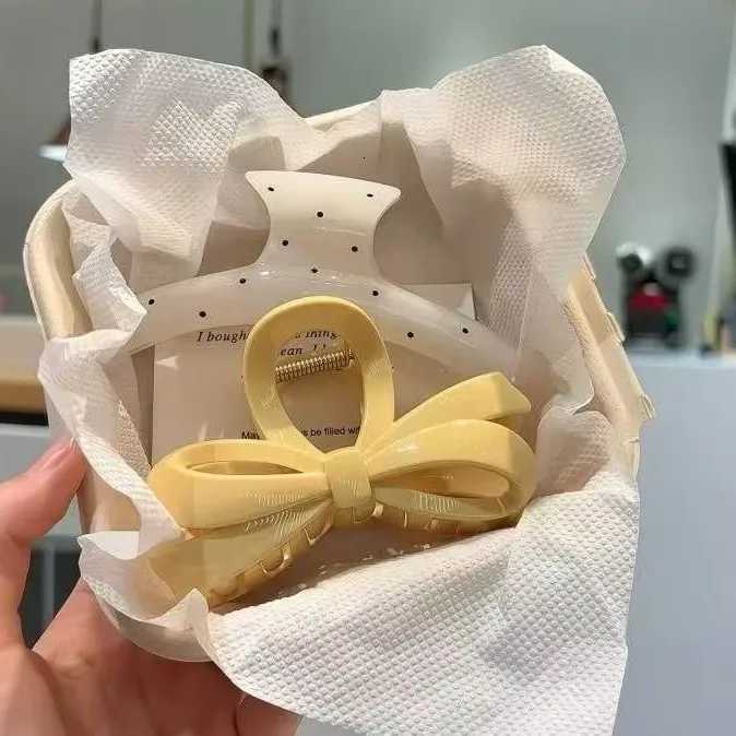 2PCS Korean Polka Dot Bow Large Shark Hair Claw Clip Barrettes Elegant Wedding Vacation Ponytail Clip Hairpin Hair AccessoriesW254021