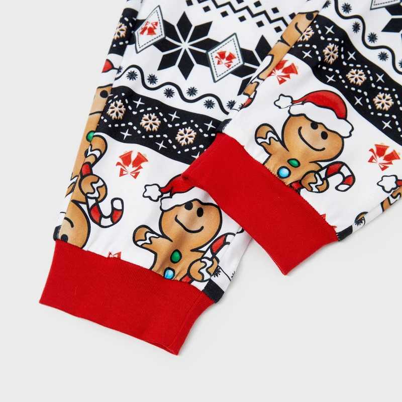 Christmas Family Matching Gingerbread Man Print Pajama Set With Drawstring Hood And Pockets L251021EQJG