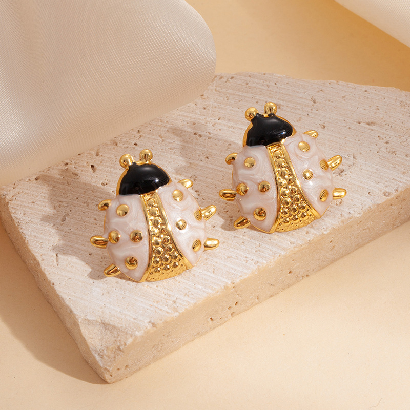 Designer earrings Stainless steel ladybug earrings for women luxurious and high-end fashionable earrings luxury earrings free shipping