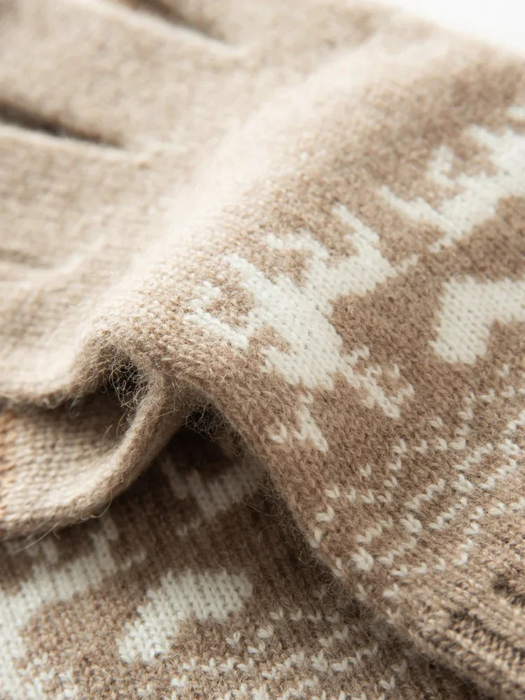 Women 100 Cashmere Jacquard Knitted Gloves Touchscreen Autumn Winter Christmas Gloves Warm Wrist Length Classic Female Mittens 251020