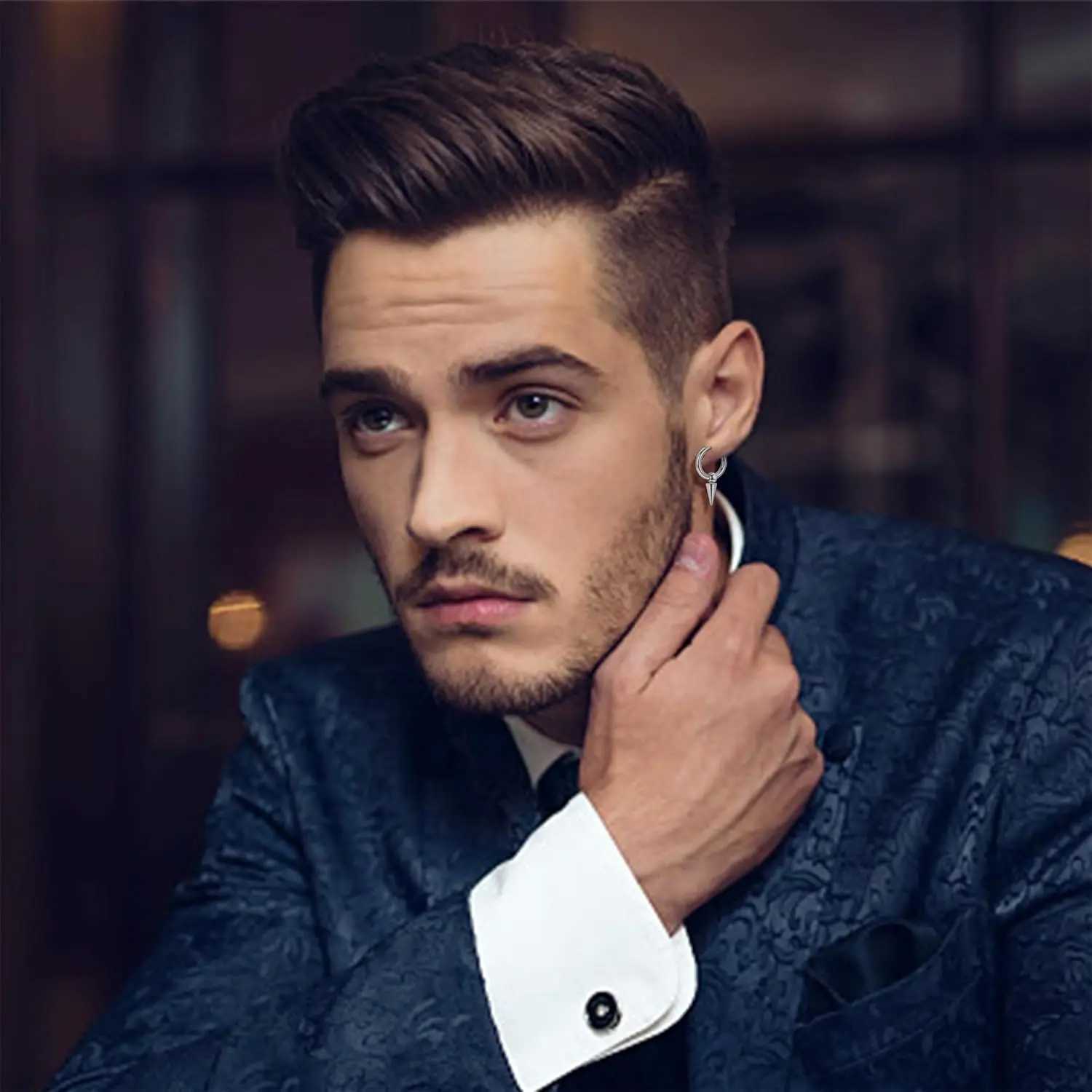 Bobisty 26pcs 18G Hoop Earrings for Men Stainless Steel Stud Emo Men Earrings Chain Cross Dangle Earrings Piercing Jewelry J251021