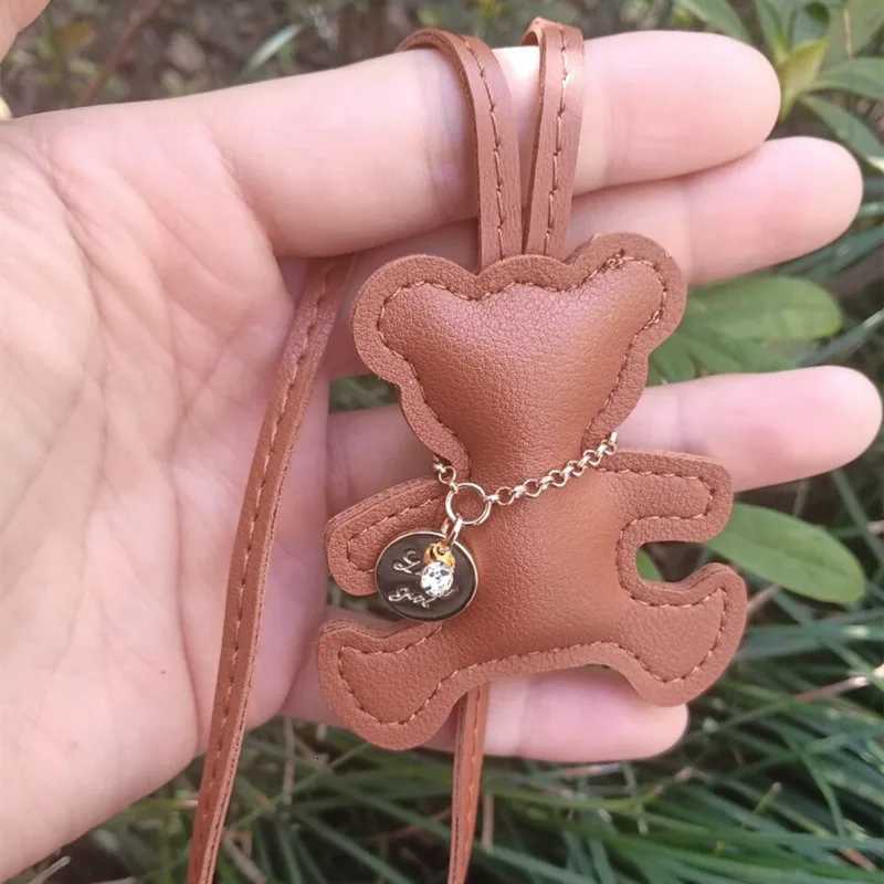 12 Colors Cute Bears Keychains Women PU Leather Hanger Pendant Decoration For Bag Car Keyring Accessories Gifts W251021