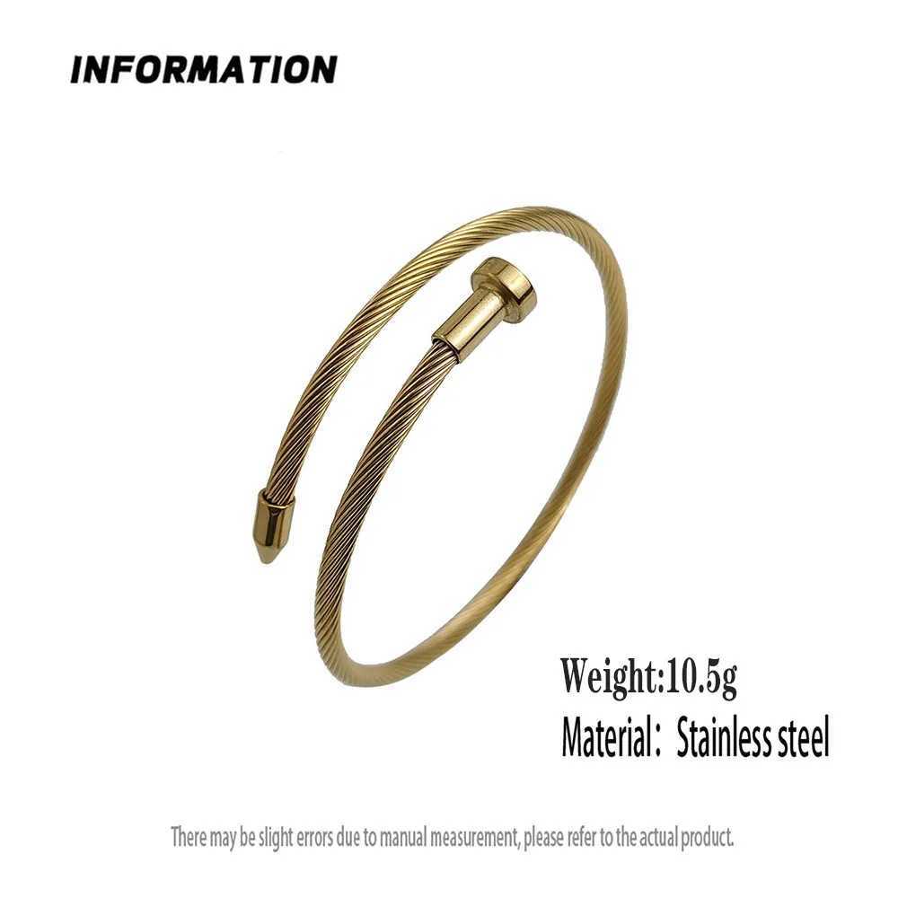 Luxcury Women's Goldtone Silver Finish Water Resistant Nail Design Bangle with Elegant Clasp Detailing