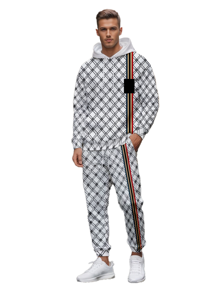 Men's Ankle-Length Knitted Hoodie Casual Outdoor Polyester Sweatshirt Gradient Color Print Adjustable Drawstring Long Sleeve - LMWY00176