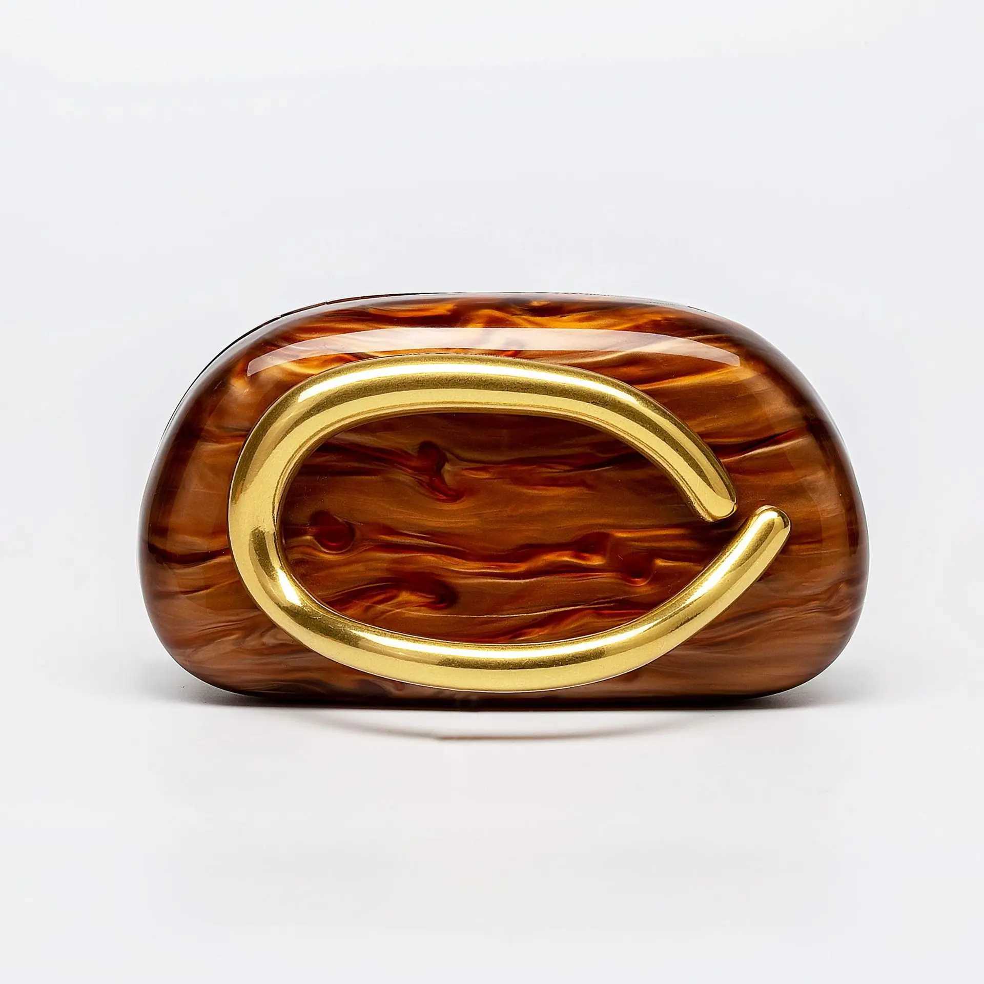 2025 Trendy Acrylic Clutch Purses Metal Handle Purse Womens Evening Bag for Weddings Lady Parties SkinTouch Coating HandbagW251021