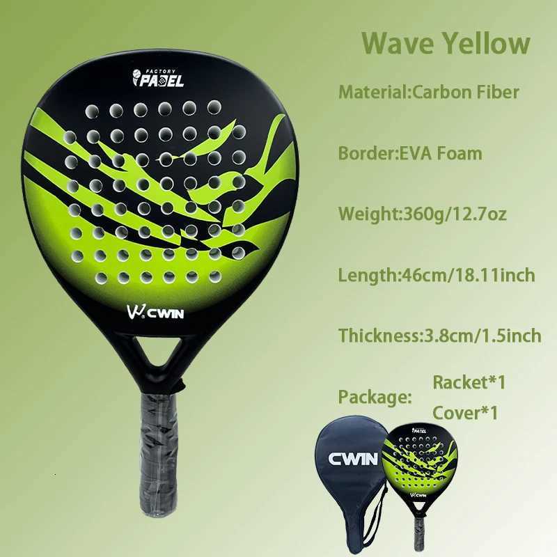 Cwin Paddle Racket Adult Prefessional Carbon Fiber Soft EVA Face Tennis Paddle Racquet with Accessories Padel Bag Cover 2025 W251021