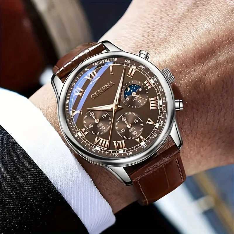 Fashion Leather Str Men Busin es Round Dial Males Analog Quartz Wrist Reloj HombreWithout BoxXJ251021
