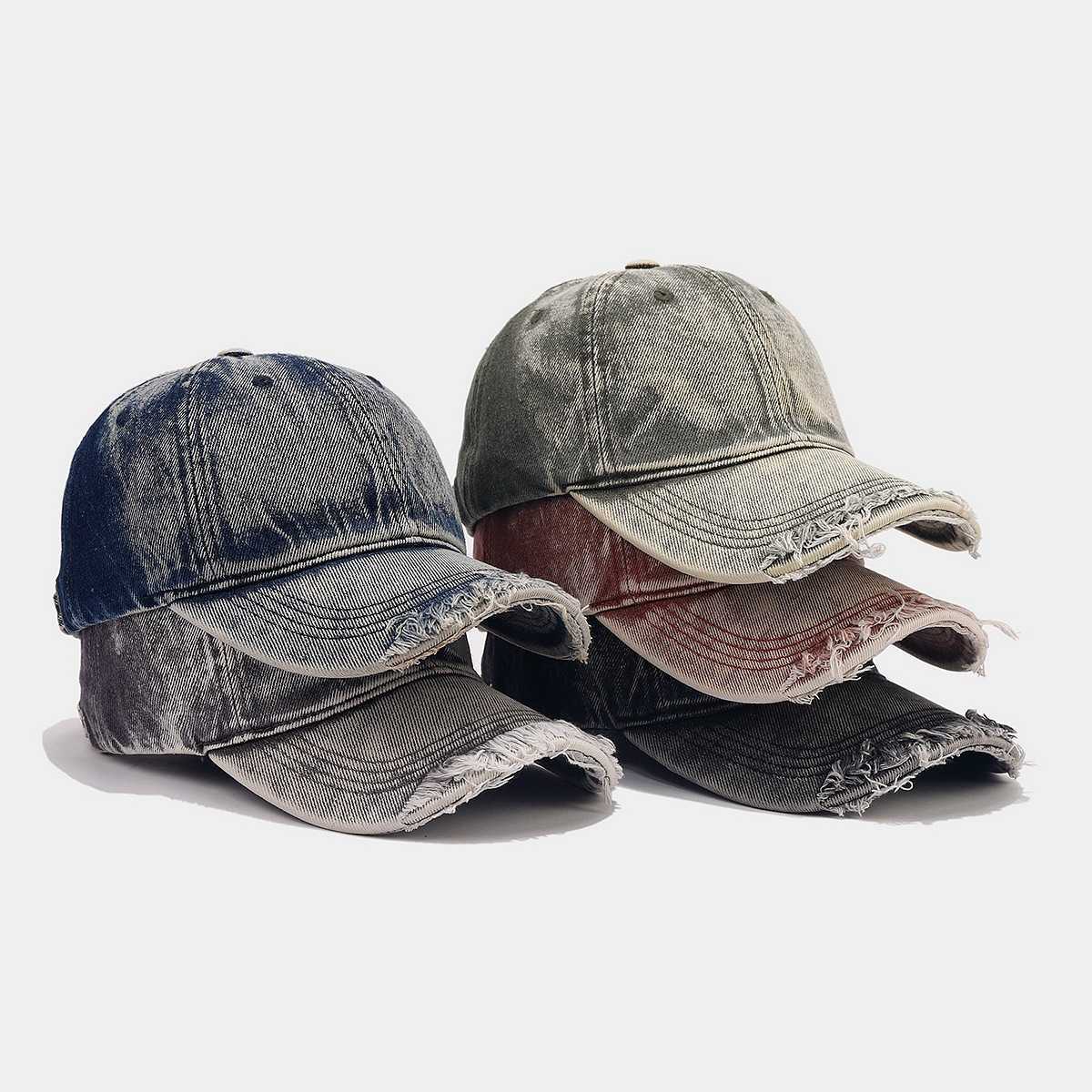 Style Trendy Brand Fashion Distressed Soft Top Baseball Cap Slimming Female Artistic Washed Baseball Cap Men H251020