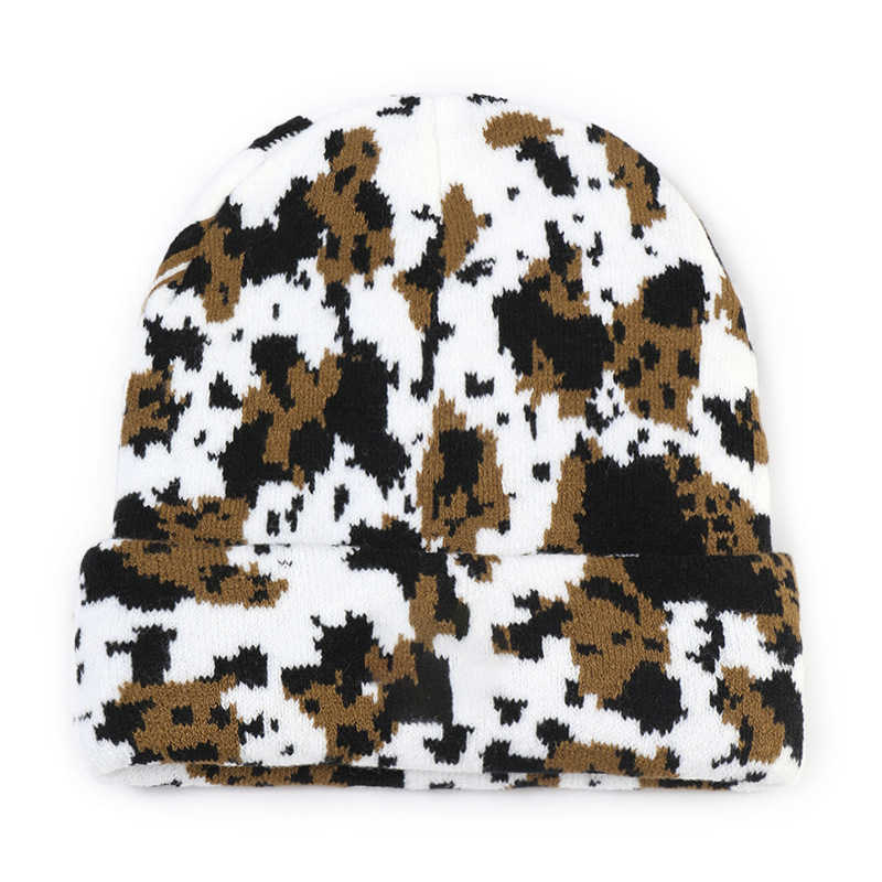 Autumn Winter Warm Leopard Print Knitted Hat Versatile Fashion Round Top Wool Hat Outdoor Cold and Windproof Pullover Hat H251020