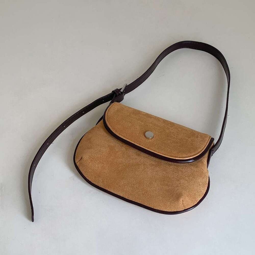 New Autumn Winter Handheld Saddle Patchwork Niche Design Flap Shell Single Shoulder Suede Bag For Women B5