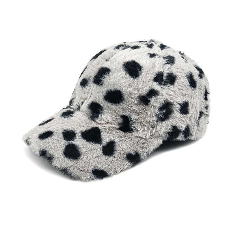 Winter New Leopard Print Baseball Cap Warm Plush Hat Womens Fashion Duckbill Cap Outdoor Versatile Sun Hat H251020