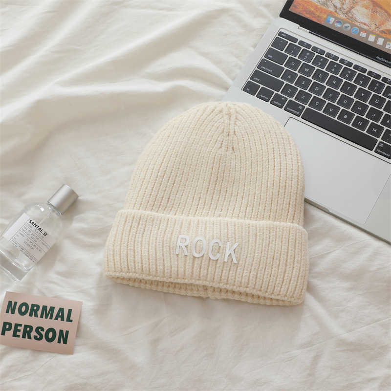 Style Letter Embroidered Wool Hat for Women Winter Fleecelined Thickened Warm Knitted Hat Autumn Winter Versatile Style H251020