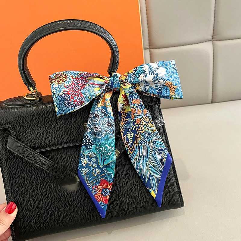 585cm Silk Feeling Scarves for Women Narrow Ribbon Headband Female Neckerchief Handle Bag Band Bandana Hair Tie Accessories W251021