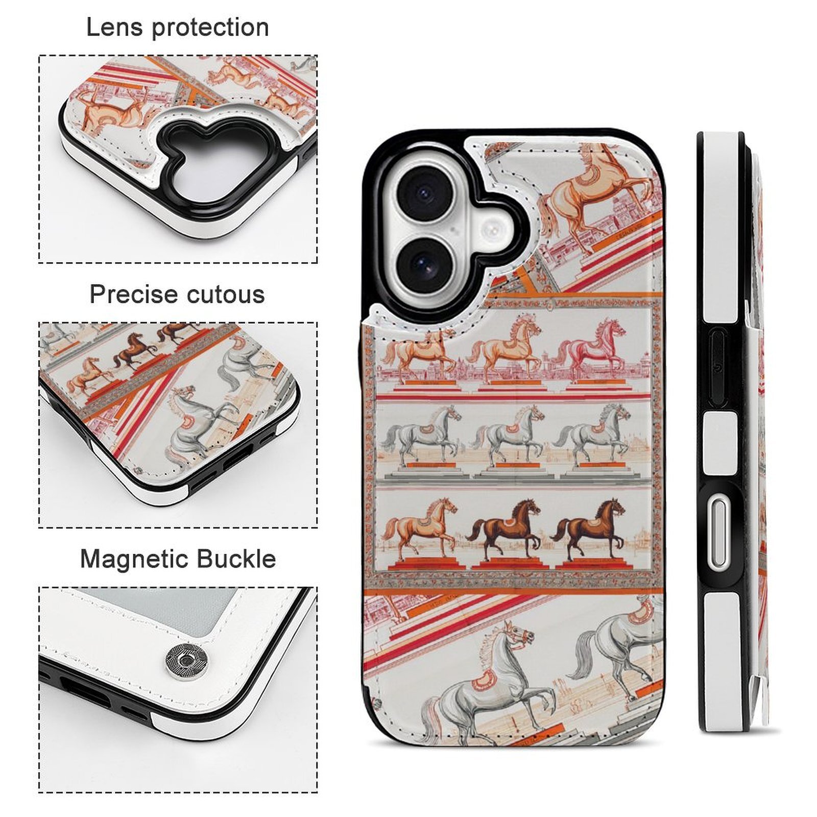 Her custom H Designer iphone case 17 16 case luxury case for iPhone 17 16 15 Pro Case: Customized Flip leather style Phone Cases Slim Anti Yellowing M