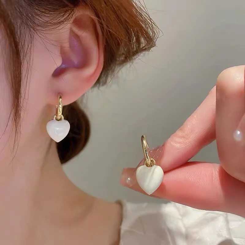 Red Epoxy Heart Shape Charm Drop Earrings Pink White Color Heart Gold Plating Cute Girl Drop Earrings Fashoin Women Earrings J2510211