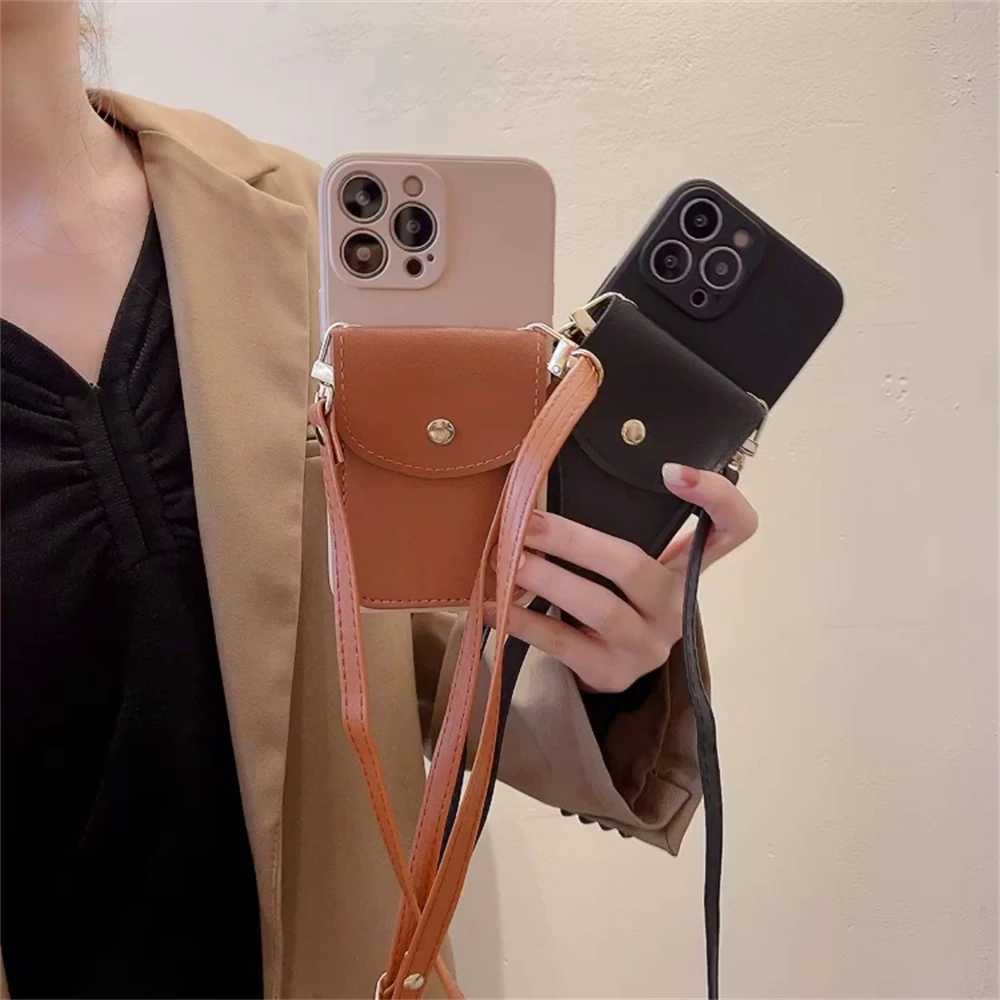 Crossbody Leather Wallet Card Holder Necklace Lanyard Case For iPhone 17 16 15 14 Pro Max 11 12 13 XR 7 Plus silicone Soft Cover J251114