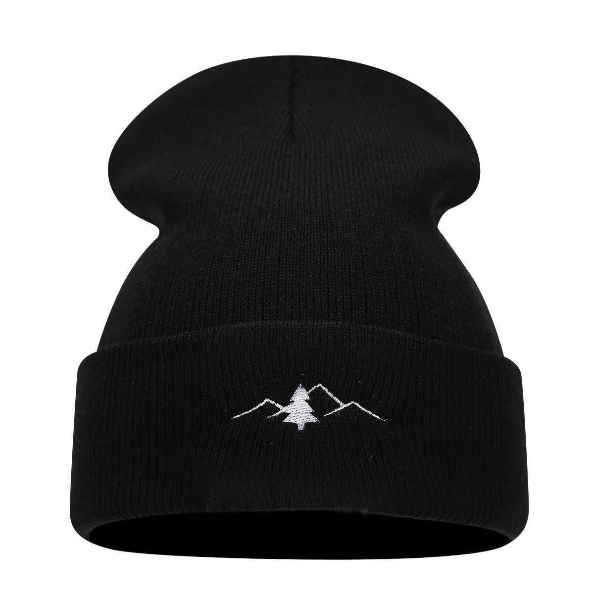 New Mountain Peak Embroidery Outdoor Knitted Cold Hat Couple Autumn Winter Warm Ear Protection Knitted Hat H251020