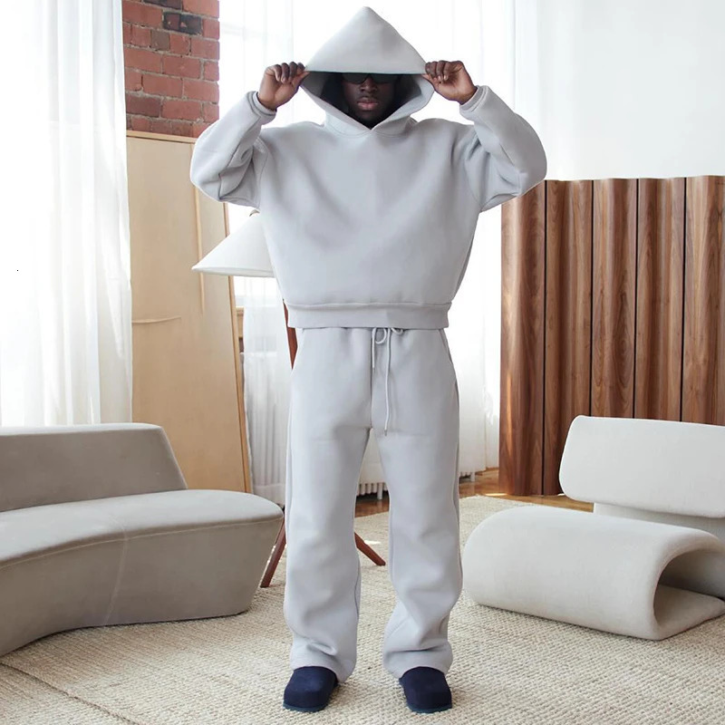 High Street Gothic Solid Color Sweatshirt Suit Punk Harajuku Vintage Hip Hop Rock Pocket Casual Streetwear Y2K Mens Sweatpants 251021