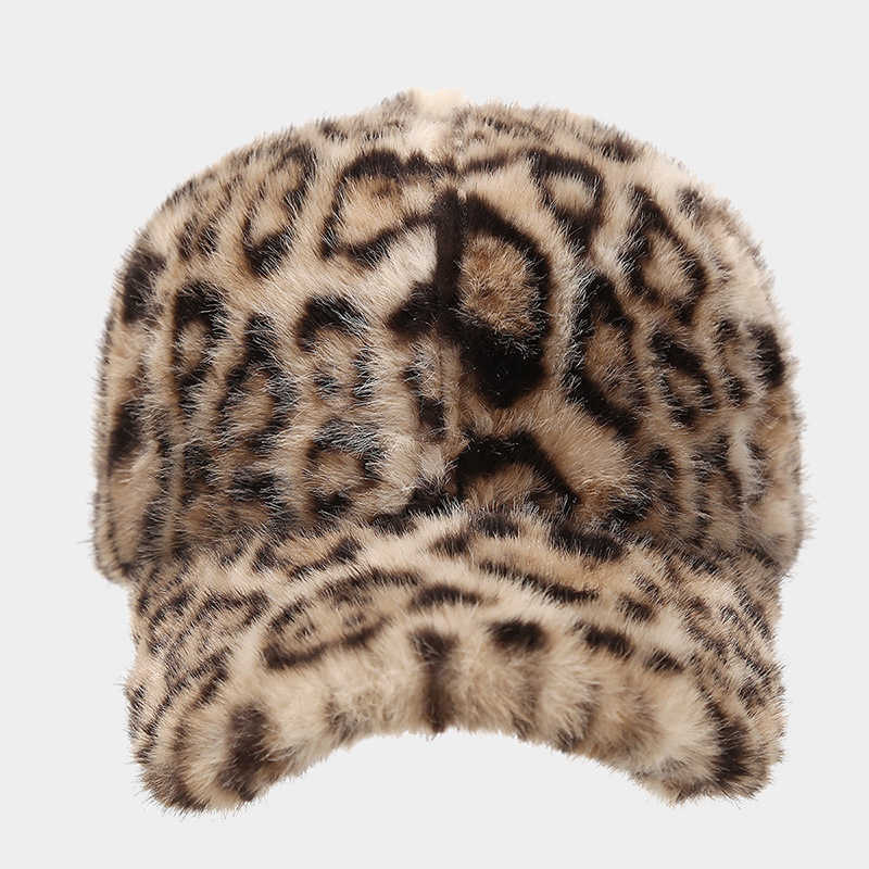 New Fashion Thickened Warm Leopard Print Plush Baseball Cap for Autumn and Winter Outdoor Street Sun Protection H251020
