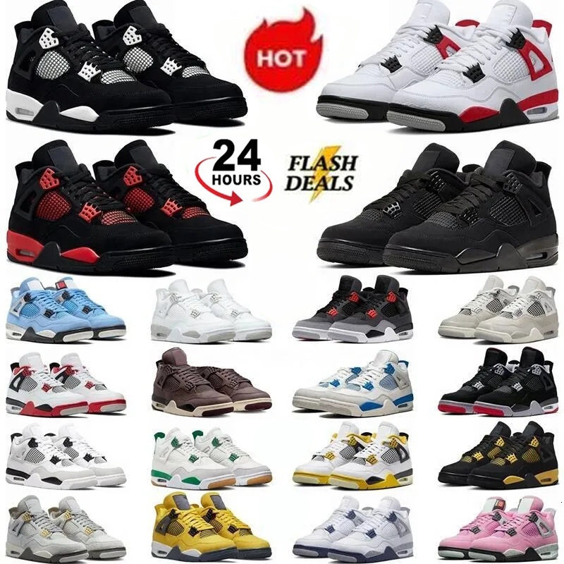 Basketball 4 Shoes Black Cats Military Blue Red Cement Thunder Vivid Sulfur Pine Green Midnight Navy Orchid Lighing Craft Medium Olive Seafoam mens womens