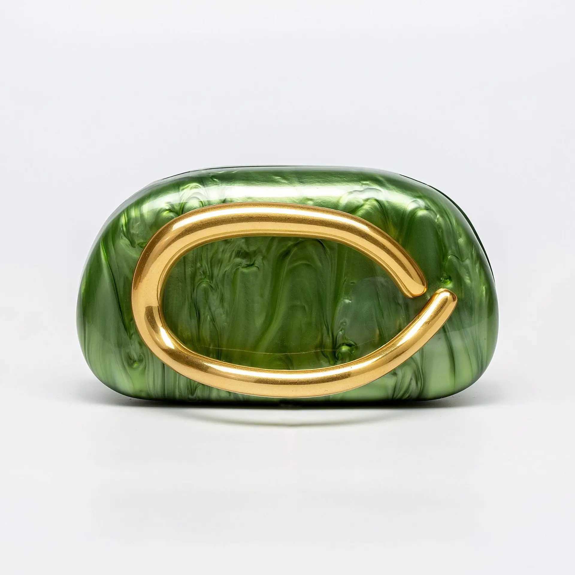 2025 Trendy Acrylic Clutch Purses Metal Handle Purse Womens Evening Bag for Weddings Lady Parties SkinTouch Coating HandbagW251021