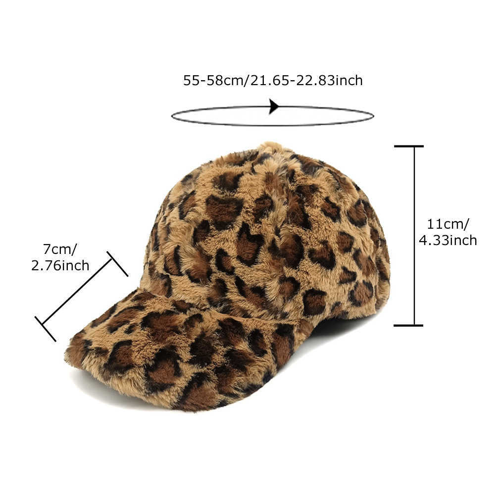 Winter Leopard Pattern Baseball Cap New Warm Plush Hat Womens Fashion Outdoor Versatile Sunshade Duckbill Cap H251020