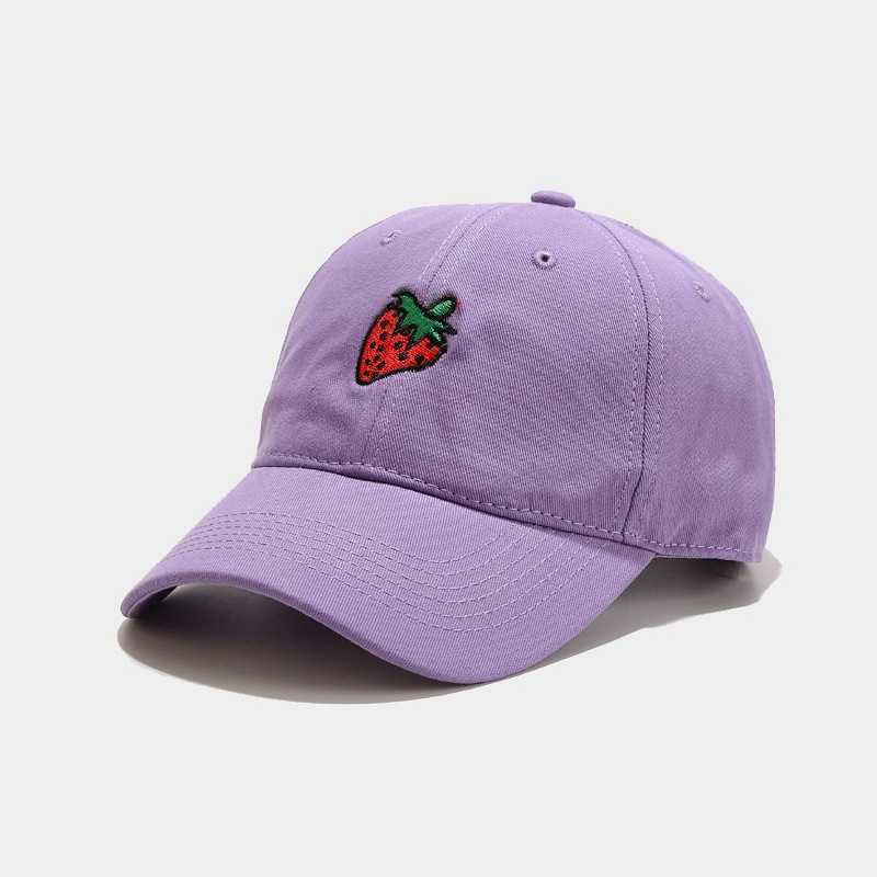 Hat Female Small Fresh Baseball Cap Cartoon Fruit Strawberry Embroidered Duck Tongue Hat Male Sun Visor Hat with Curved Brim H251020