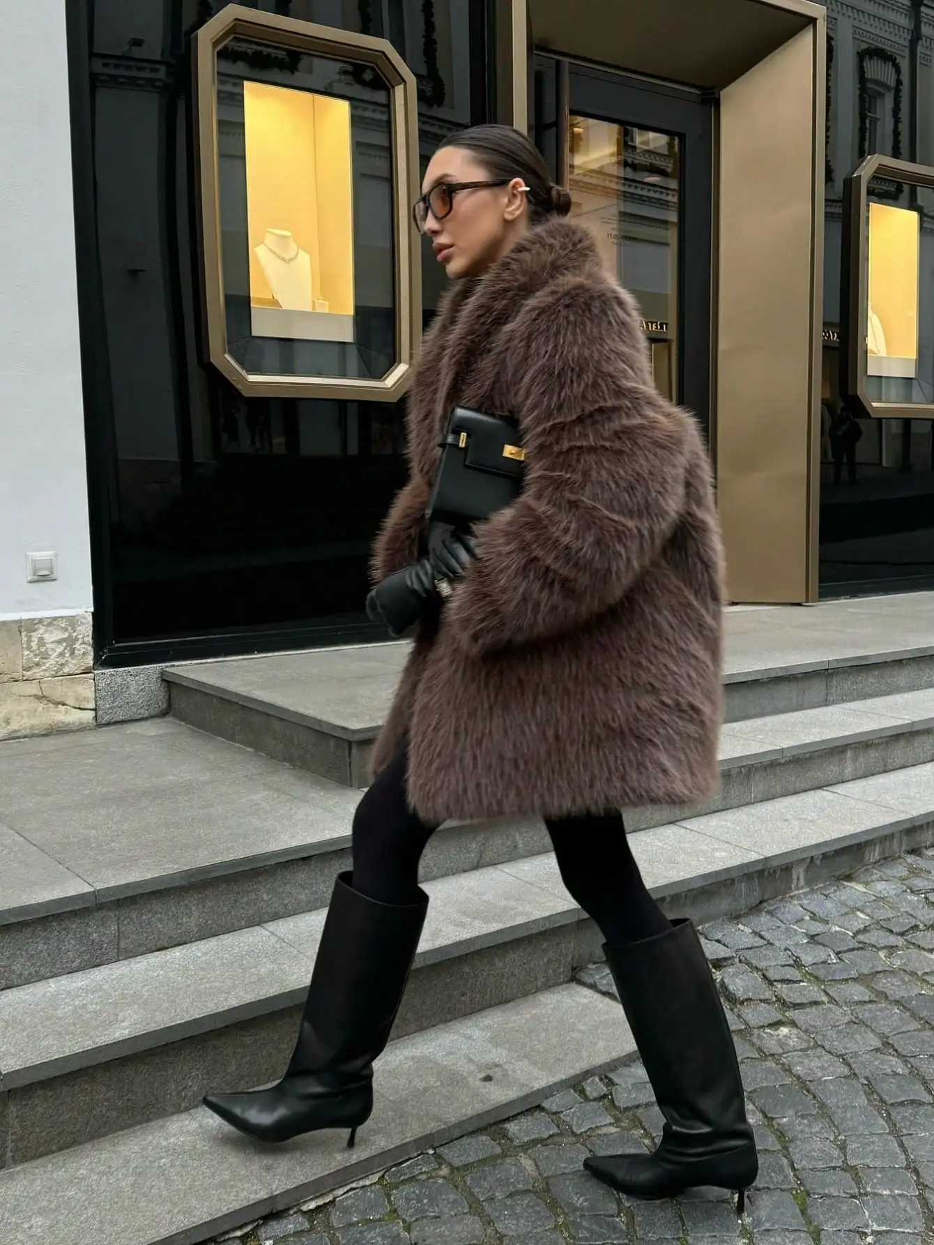 Indefeir New Winter WOMens European and Style French Artificial Fur Effect Warm Fur Loose Fashion Outwear Jacket1 Y251105