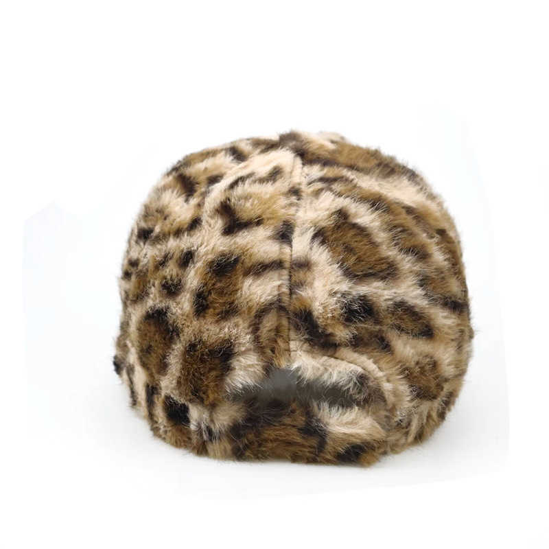 Autumn Winter Baseball Cap Leopard Print Fashion Plush Warm Duckbill Cap Casual Versatile Street Style Trendy Hat H251020