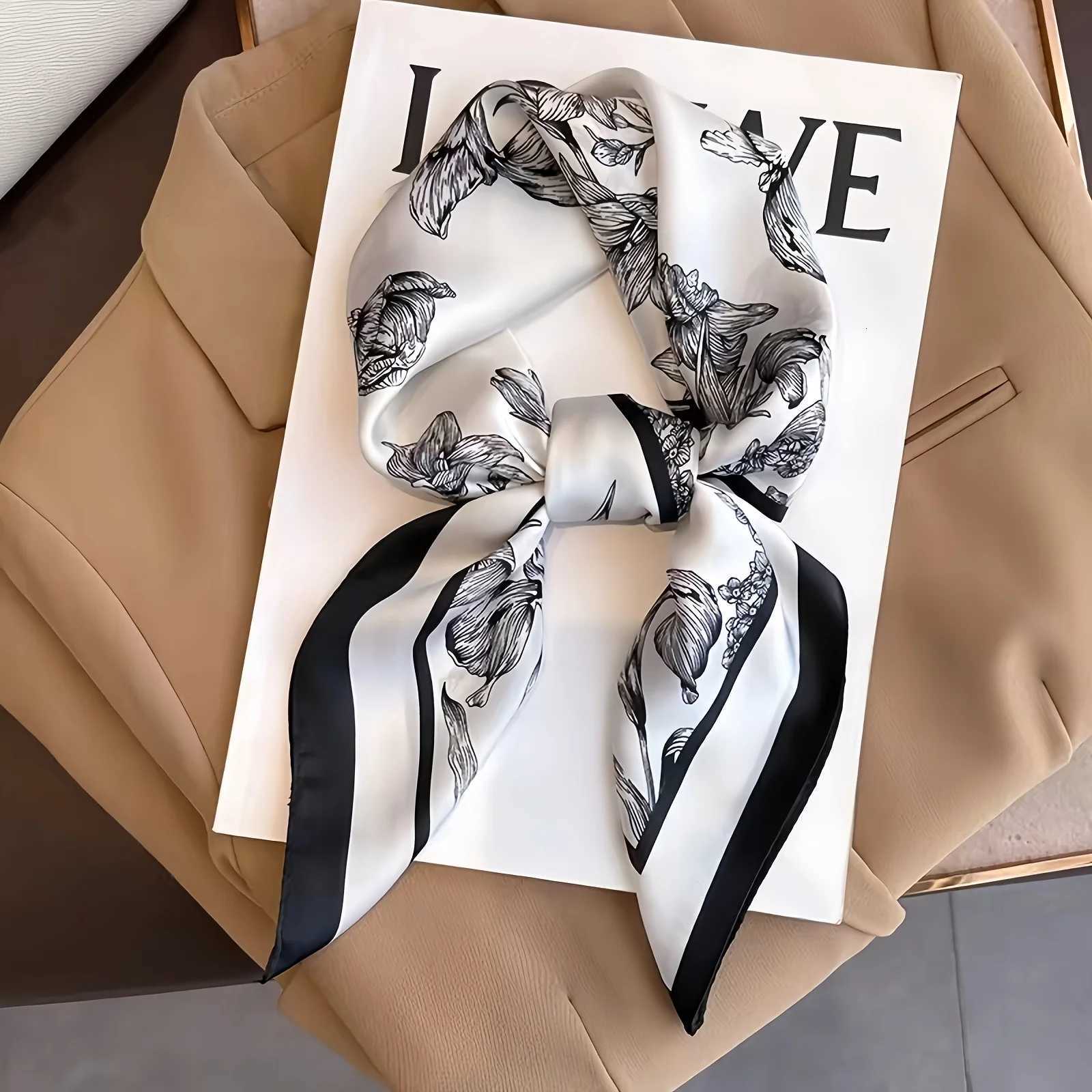 Literary Fashionable New Square Scarf Simulation Silk Silky Scarf Binding Silky Scarf Decorative Headscarf Scarf W251021