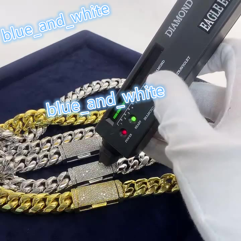 High Quality Stainless Steel Moissanite Cuban Link Gold Chain 8mm 10mm 12mm Men Necklaces