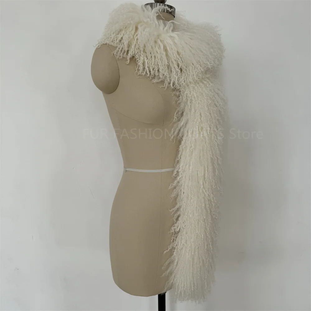 100 Genuine Mongolian Wool Curly Hair Scarf Winter Warm Long Boa Scarves Wraps Neck Warmer Fur Scarfs 251017