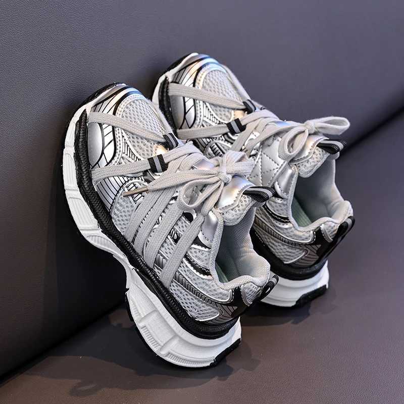 2025 Autumn Pink Sneakers Girl Sports Shoes Outdoor NonSlip Children Platform Sneakers Fashion LaceUp Designer Shoes For Boys C251021