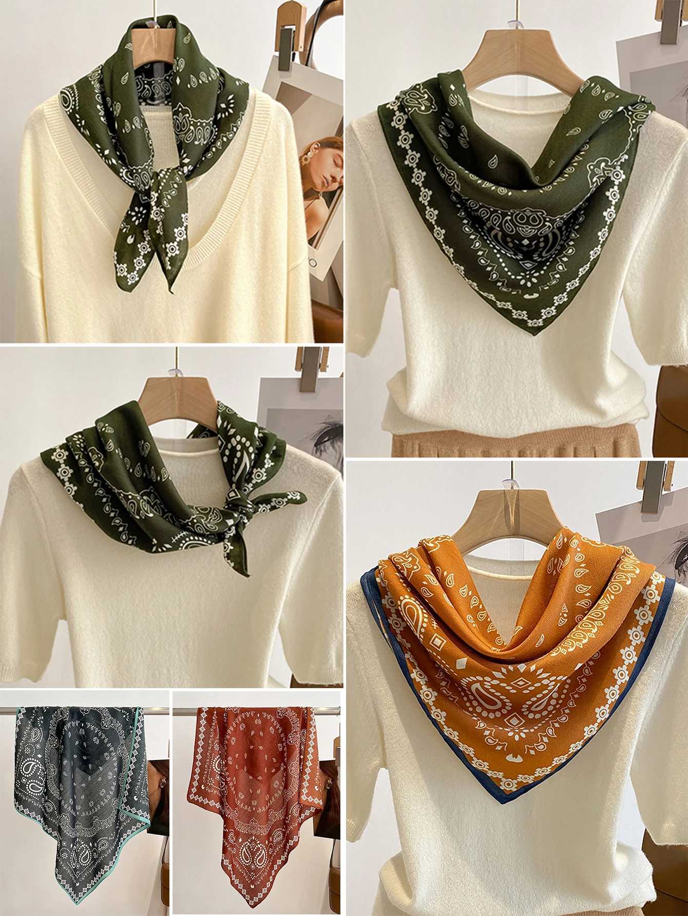 70cm Cashew Print Square Scarf Wens Breathab Imitation Silk Band Luxury Fa Neckerchi Fashion Hijab SpringSummerW251021