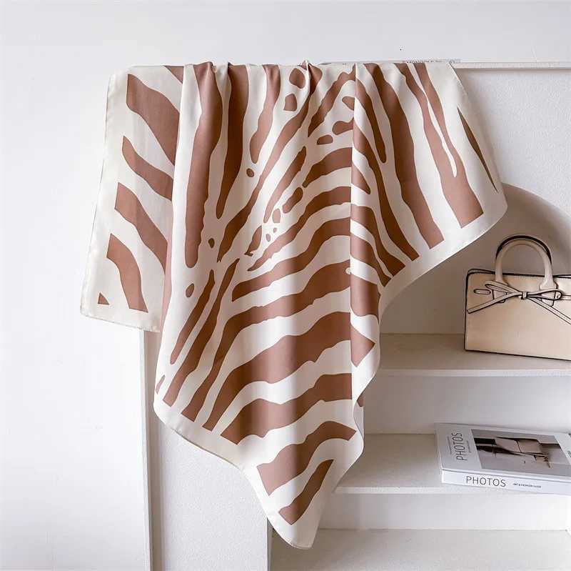 Women Spain Brand Design Scarf Fashion Leopard Zebra Silk Scarves Square Small Handkerchief Neck Snood Bag Hijab Snood 9090Cm W251021