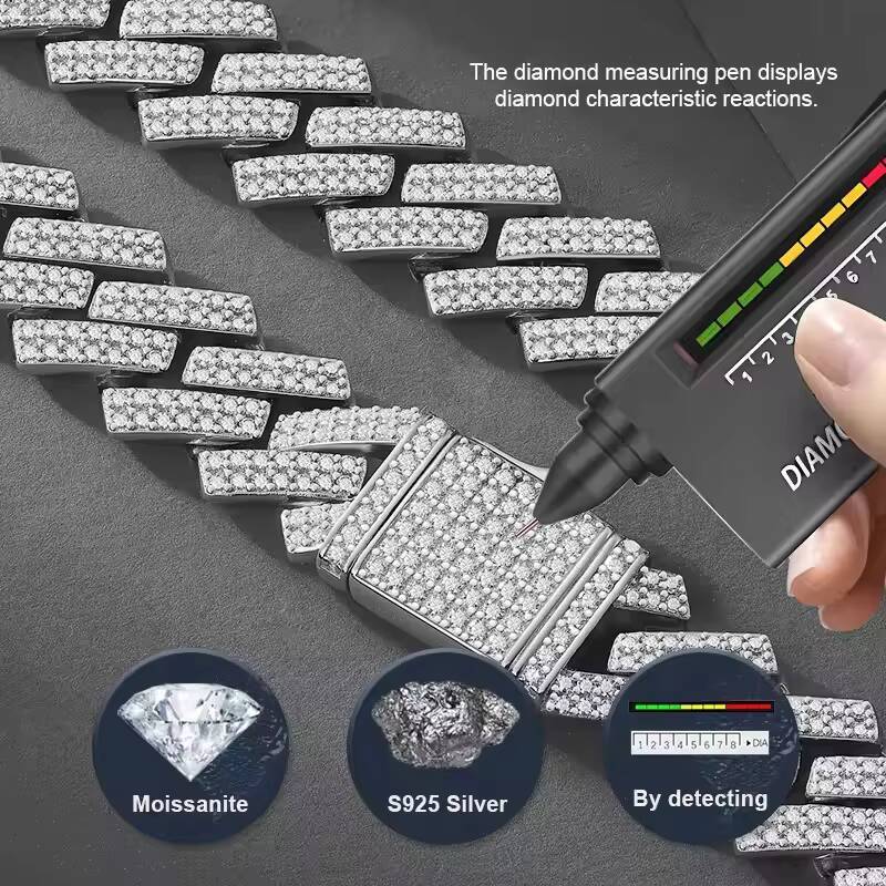 Mens and Ladies 925 Sterling Silver Chain 15mm Full Iced Out Link Cuban Moissanite Necklace