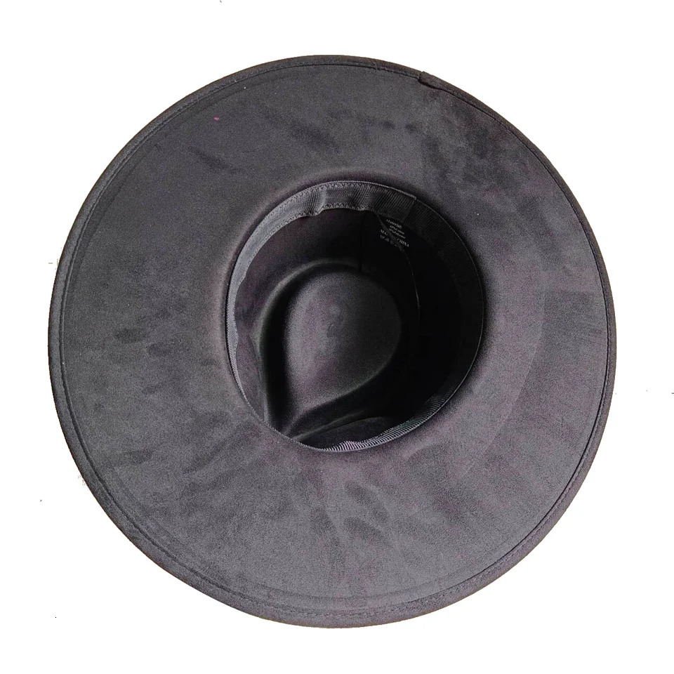 Vegan suede fedora hat with large teardrop top for women with stiff brim flat fashion hat suede hat hats for women 251016