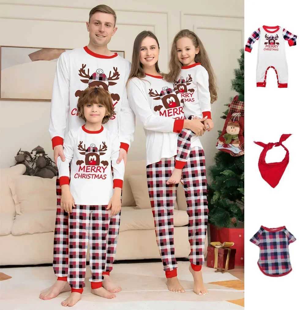 2025 Winter Couples Christmas Pajamas For Family Matching Outfits Mother Kids Clothes Christmas Deer Pajamas Family Clothing Set L251021VUD2