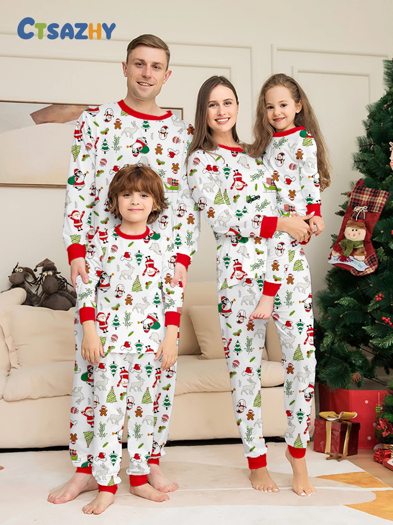 Family Christmas Pajama Sets Red Green Plaid with Elk Patterns Comfortable for Holidays 251021