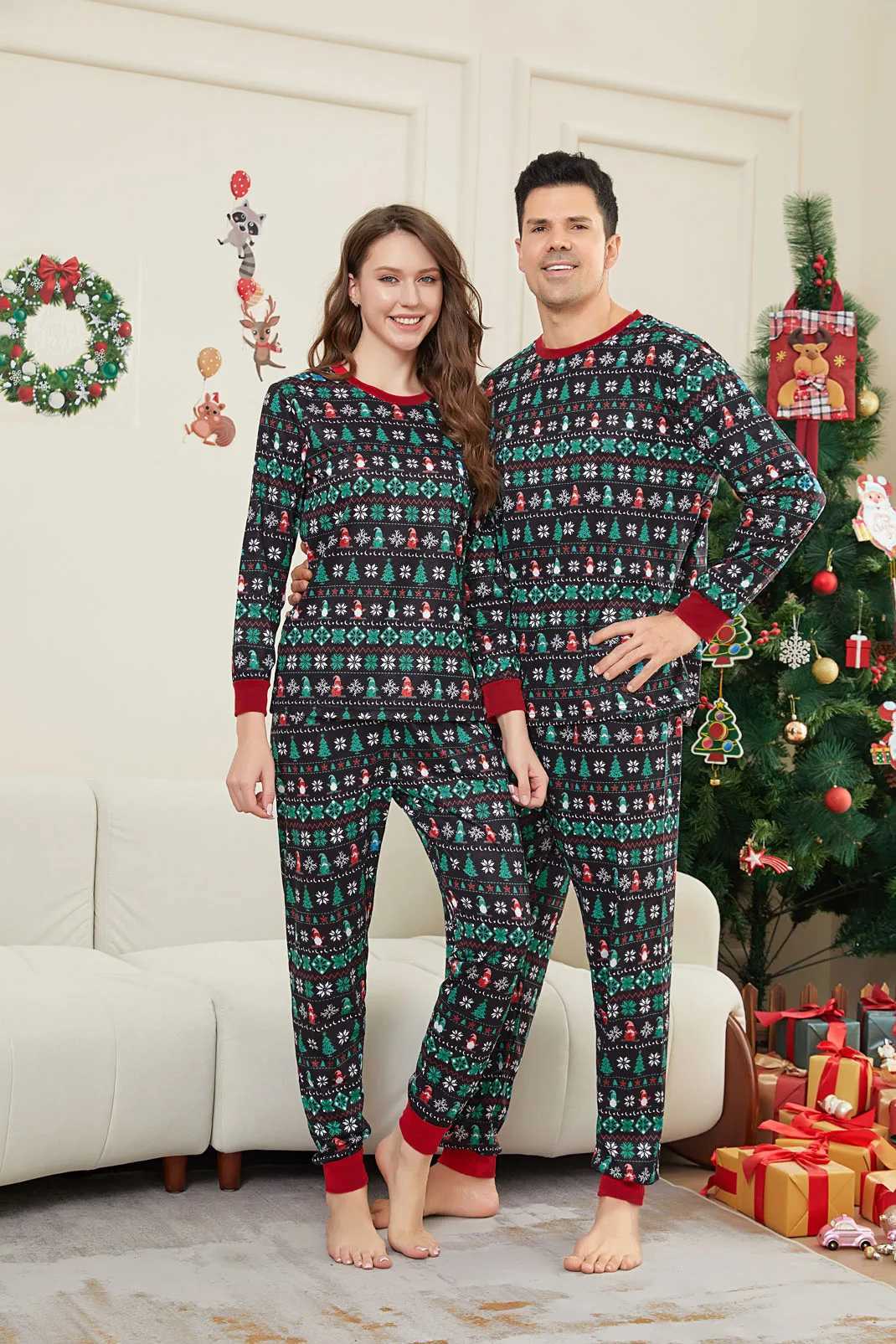 Christmas Family Matching Outfits Mom Dad Kids 2 Pieces Pajamas Set Baby Casual Loose Sleepwear Xmas Family Look Pyjamas L251021LTK5