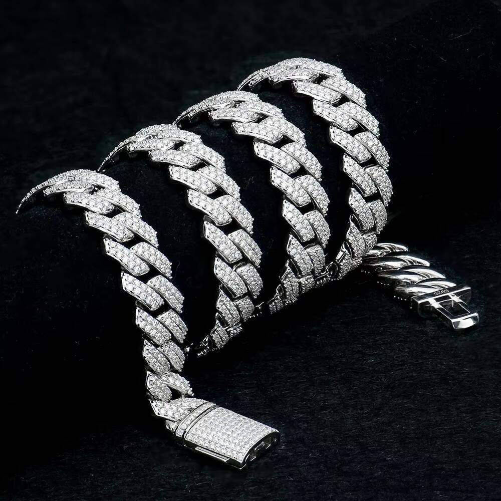 Hip Hop Cuban Chain Moissanite Necklace New S925 Silver Iced Out Vvs Diamond Mossanite Cuban Necklace for Men