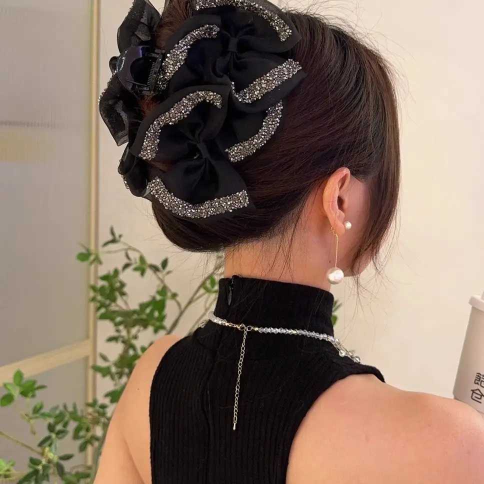 Korean Style Mesh Bow Hair Accessories New HeadwearFemale Hair Claws Spring Autumn Curling Clips Hair Clip Women Party HairpinsW254021