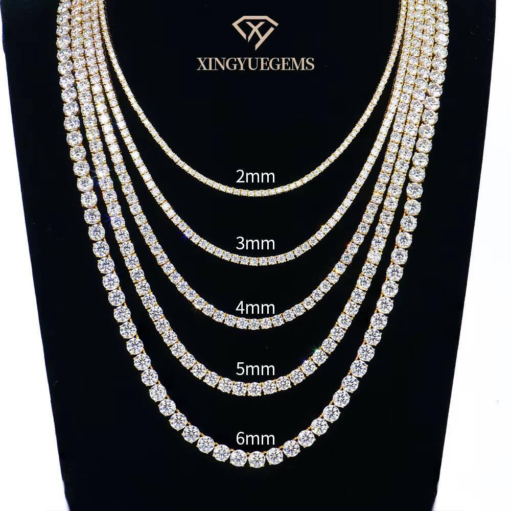 Wholesale Men Women 26mm 1624in Gold Plated S925 Sterling Silver Tennis Hiphop Necklace Jewelry Vvs Mossanite Moissanite Chain