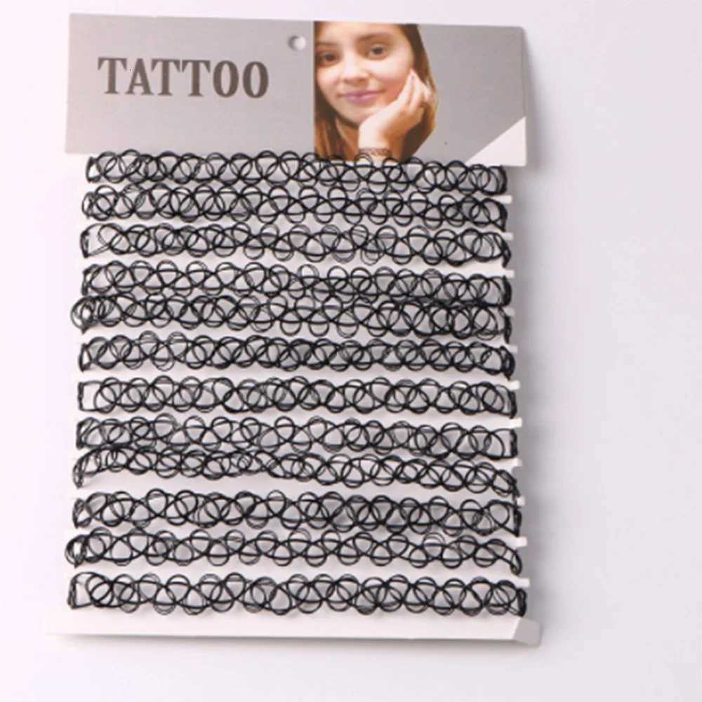 12pcs Hot Sale Vintage Chokers Necklaces For Women Stretch Tattoo Necklaces Elastic Choker Simple Trendy Girls Short Pendant XJ250717