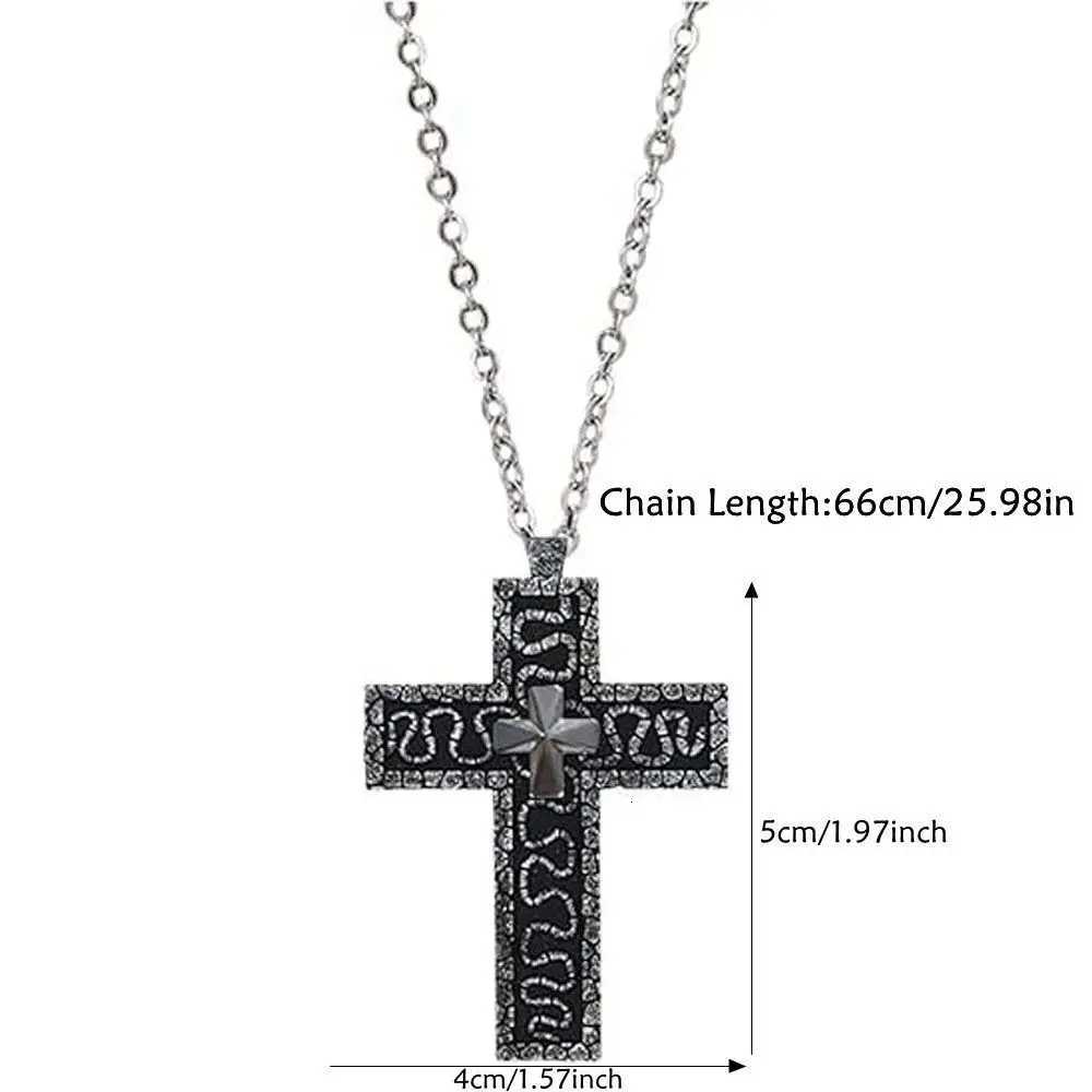 With Secret Compartment Cross Pendant Necklace Openable Stainless Steel Chain Pendant Necklace Vintage 3D Printed Charm Jewelry XJ250717