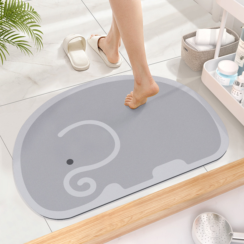 waterabsorbing quickdrying soft diatom mud floor mat for bathroom kitchen and bathroom antislip foot pad with cartoon smiling cat oval