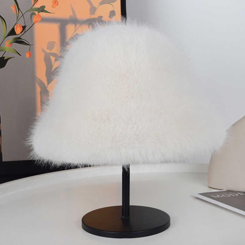Autumn Winter New Fisherman Hat for Women Fashionable Faux Fox Fur Hat Plush Bucket Hat Thickened Coldproof Warm Fur Hat H251020