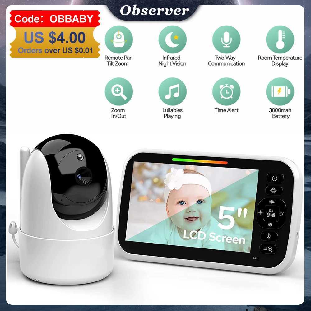 5 Inch Video Baby Monitor with Camera 2x Zoom Surveillance Camera Auto Night Vision Two Way Intercom Babysitter Security Nanny J251121