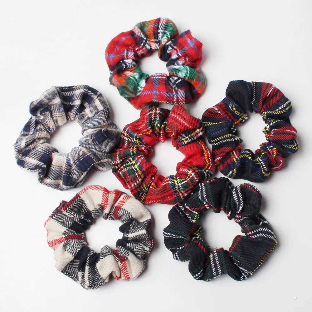 2pcs Plaid Scrunchies Set Autumn and Winter Women Hair Elastic Hair Bands Girls Hair Ties Ponytail Holders Hair AccessoriesW254021